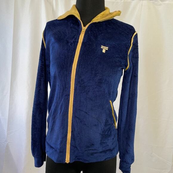 Vintage 60s Tony Trabert Blue Velour Tennis Jacket Small Made in USA Sportswear - Picture 15 of 16